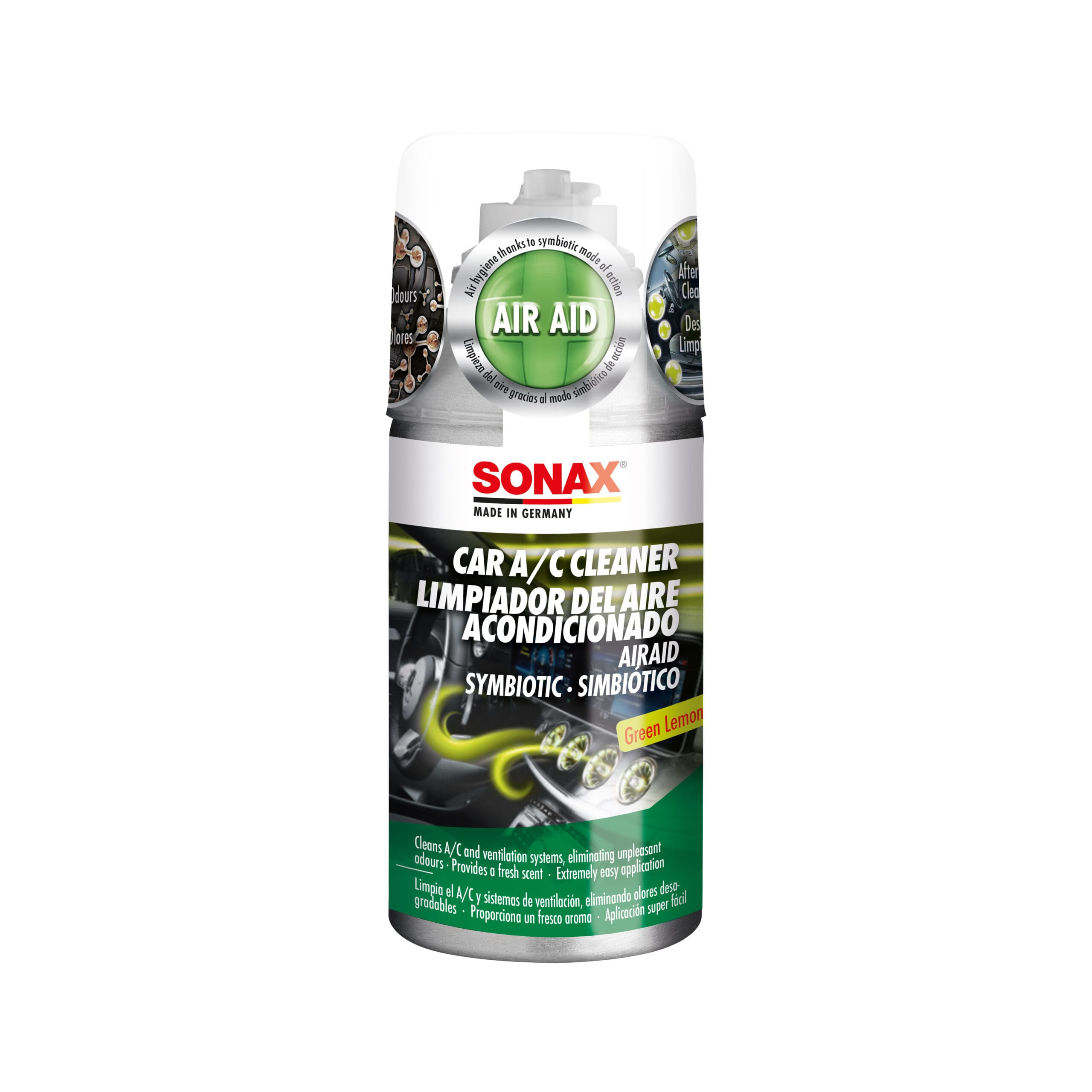 Очиститель кондиционера антибактериальный с ароматом лимона Sonax Clima Clean Green Lemon 100мл (323400) 2 Очиститель кондиционера антибактериальный с ароматом лимона Sonax Clima Clean Green Lemon 100мл (323400)