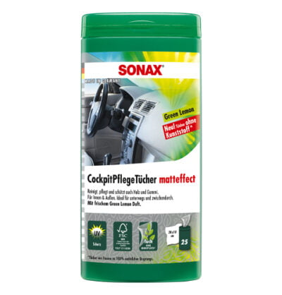 Салфетки для очистки салона автомобиля Sonax Matt Effect Green Lemon Box 25шт (412800)