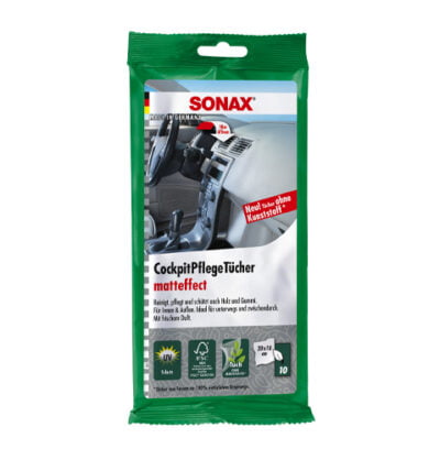 Салфетки матовые по уходу за пластиком салона автомобиля Sonax Plastic care wipes matt 10шт (415800) 2