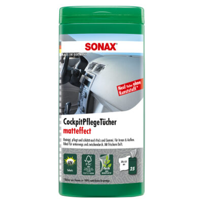 Салфетки матовые по уходу за пластиком салона автомобиля Sonax Plastic care wipes matt 25шт (415841)