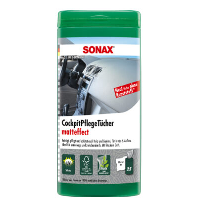 Салфетки матовые по уходу за пластиком салона автомобиля Sonax Plastic care wipes matt 25шт (415841) 2