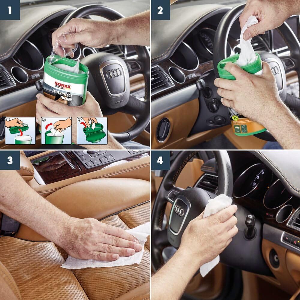 Салфетки Sonax для ухода за кожей автомобиля 25шт (412300) 10 Салфетки Sonax для ухода за кожей автомобиля 25шт (412300) — изображение 3