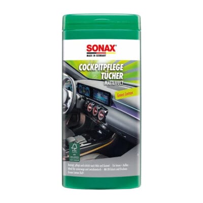 Салфетки Sonax Matt Effect Green Lemon Box по уходу за пластиком салона автомобиля Матовые 25шт (412800)