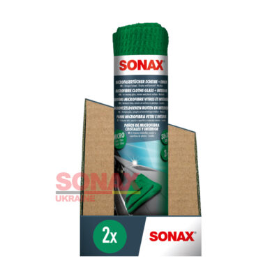 Микрофибра Sonax для стекол и салона 38×38см 2шт (498441)