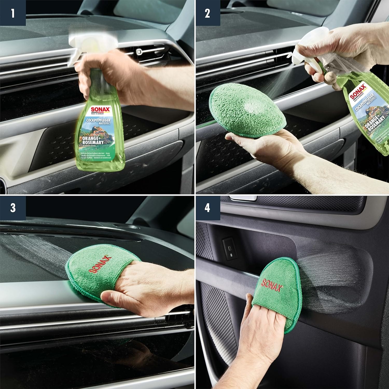 Очиститель-полироль пластика Sonax Cockpit Spray Orange+Rosemary матовый эффект 500мл (349241) 6 Очиститель-полироль пластика Sonax Cockpit Spray Orange+Rosemary матовый эффект 500мл (349241) — изображение 3