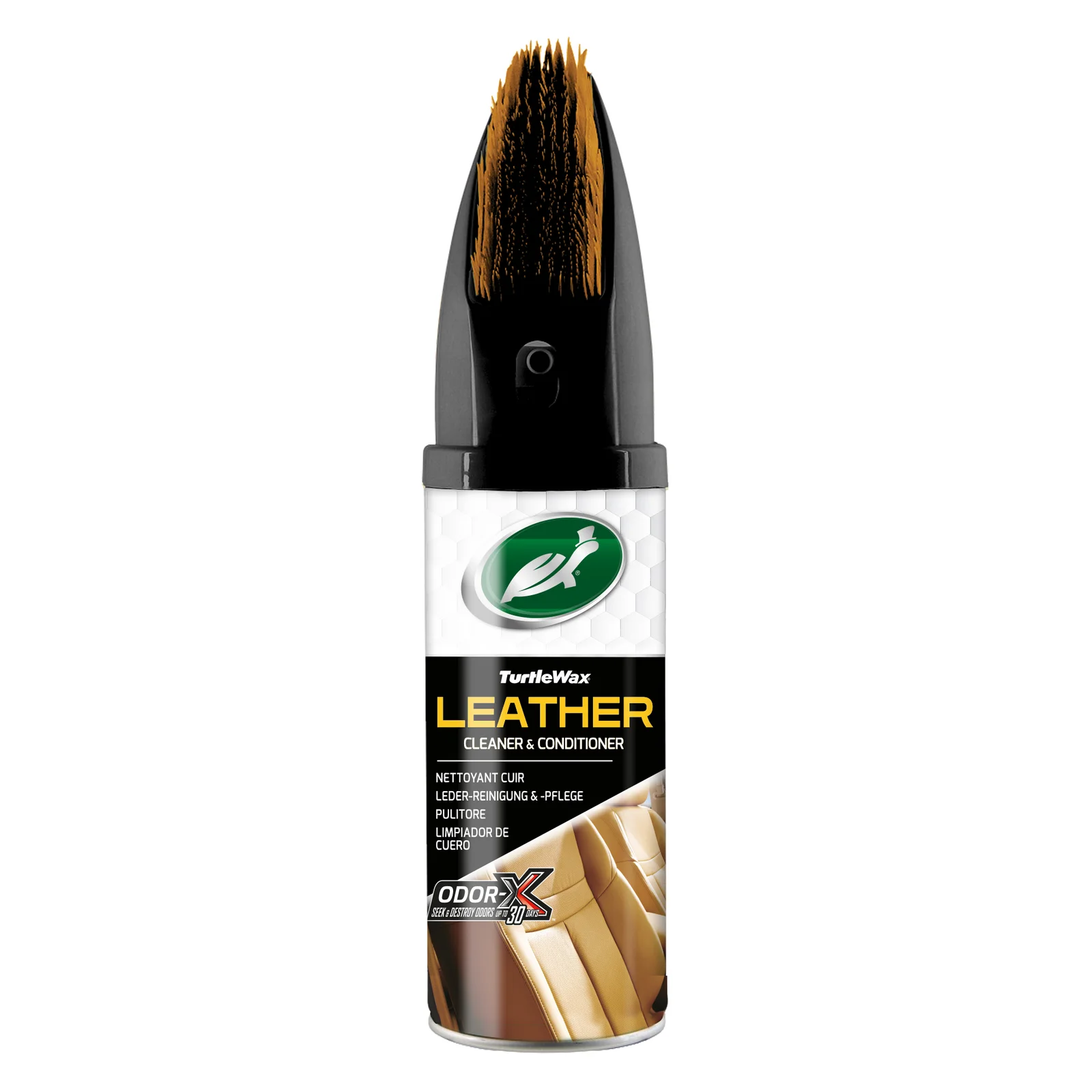 Очиститель-кондиционер кожи Turtle Wax Leather Cleaner Odor-X с щеткой 400мл (52895) 2 Очиститель-кондиционер кожи Turtle Wax Leather Cleaner Odor-X с щеткой 400мл (52895)