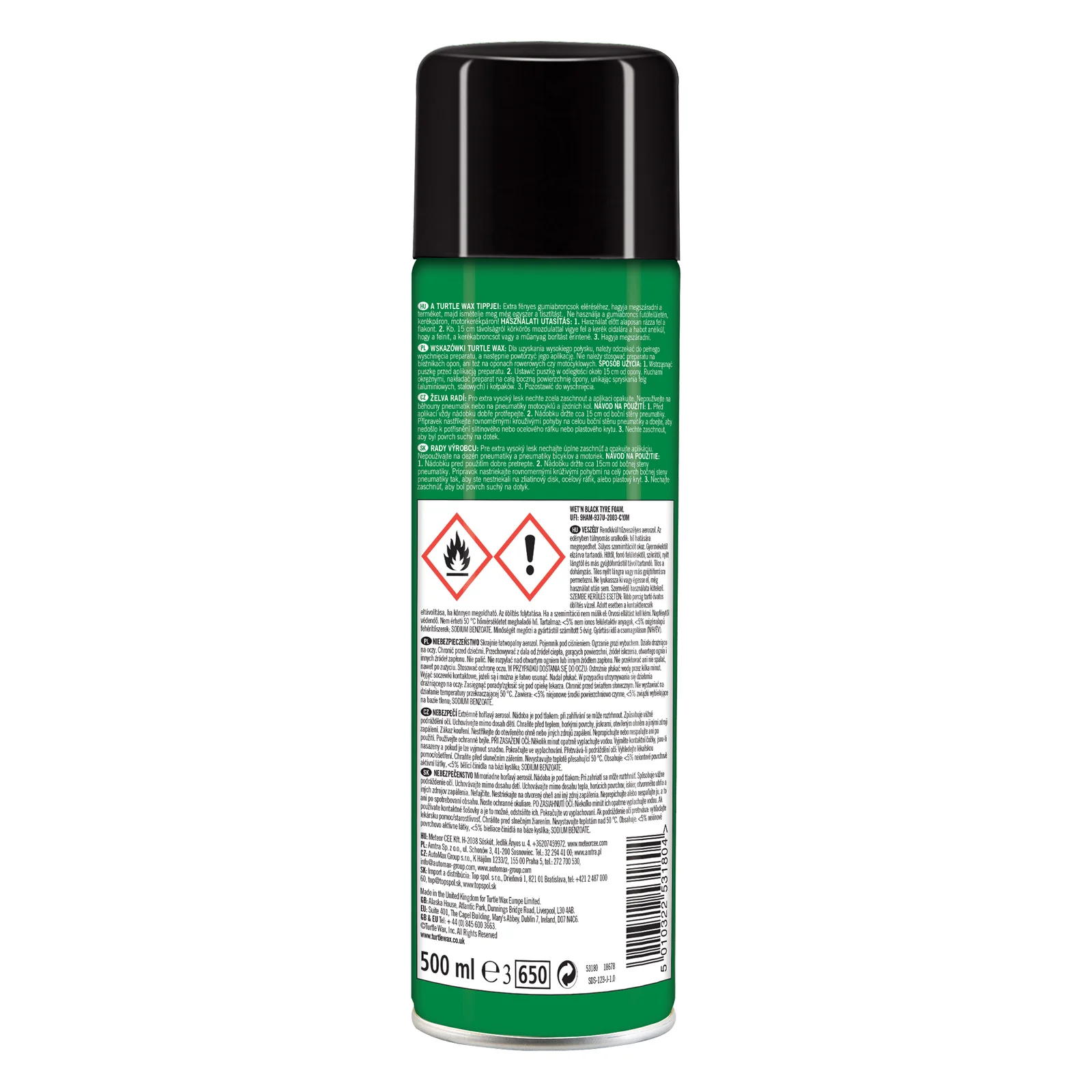 Пенный полироль Turtle Wax Wet-n-Black для чернения и очистки шин 500мл (53180) 3 Пенный полироль Turtle Wax Wet-n-Black для чернения и очистки шин 500мл (53180) — изображение 2