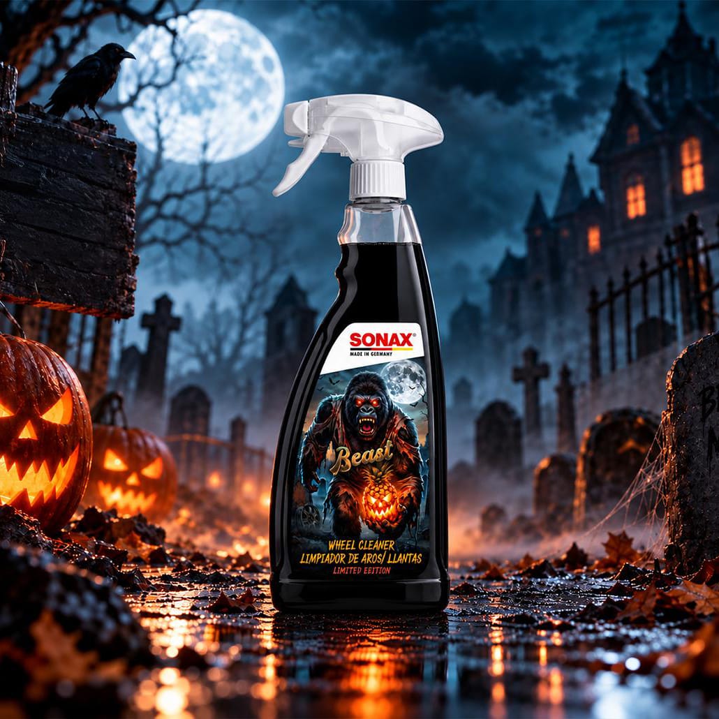 Безкислотный очиститель Sonax Halloween Beast для всех типов дисков, 750 мл (433400-570) 4 Безкислотный очиститель Sonax Halloween Beast для всех типов дисков, 750 мл (433400-570) — изображение 3
