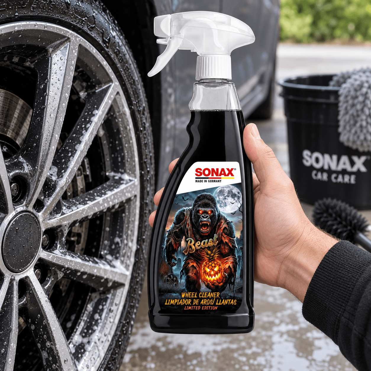 Безкислотный очиститель Sonax Halloween Beast для всех типов дисков, 750 мл (433400-570) 3 Безкислотный очиститель Sonax Halloween Beast для всех типов дисков, 750 мл (433400-570) — изображение 2