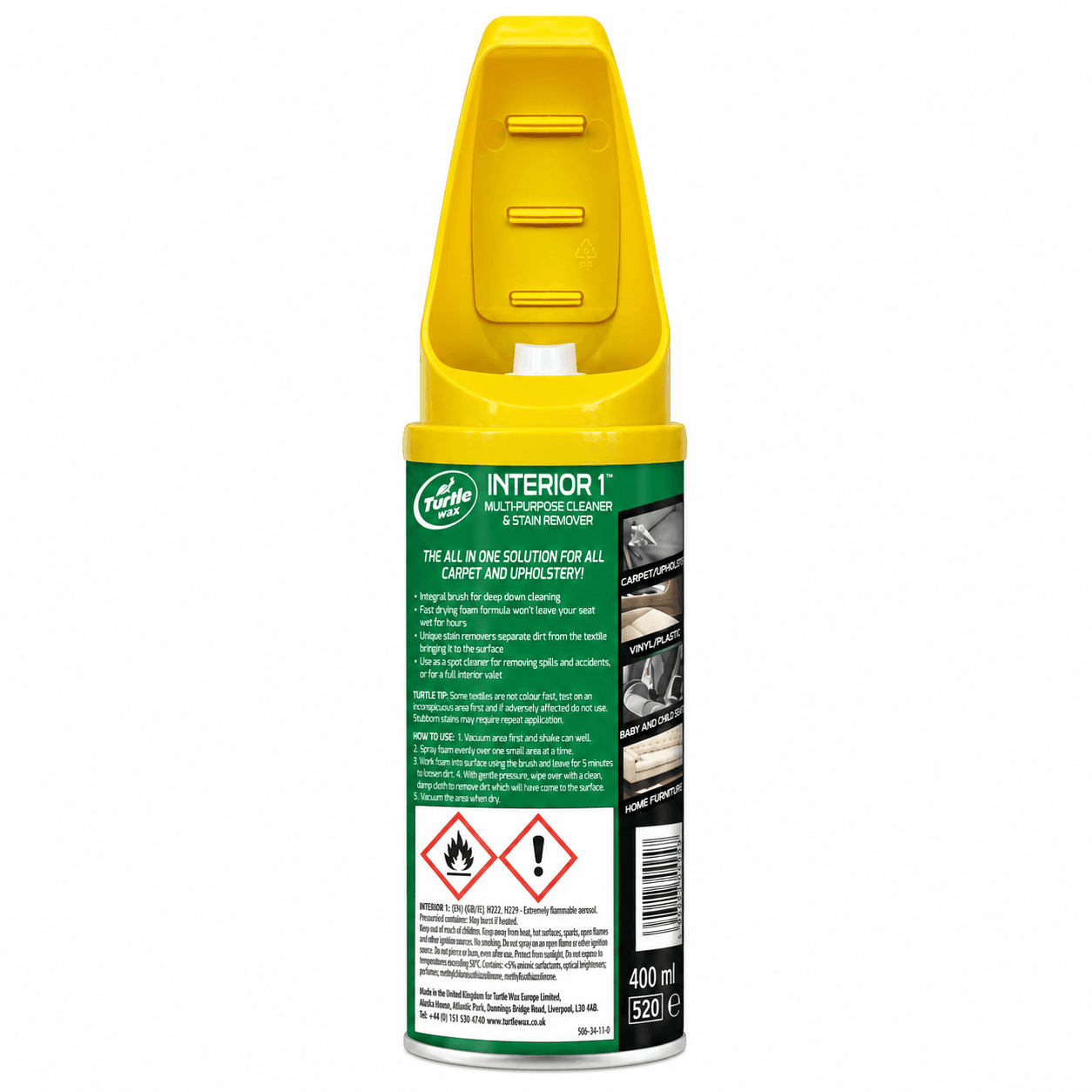 Универсальный очиститель и пятновыводитель Turtle Wax Quick&Easy Interior с нейтрализатором запахов и щеткой 400мл (52799) 3 Универсальный очиститель и пятновыводитель Turtle Wax Quick&Easy Interior с нейтрализатором запахов и щеткой 400мл (52799) — изображение 2